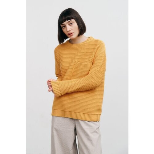 Rotholz dames vegan Trui Knit Ribbed Geel Tweedehands