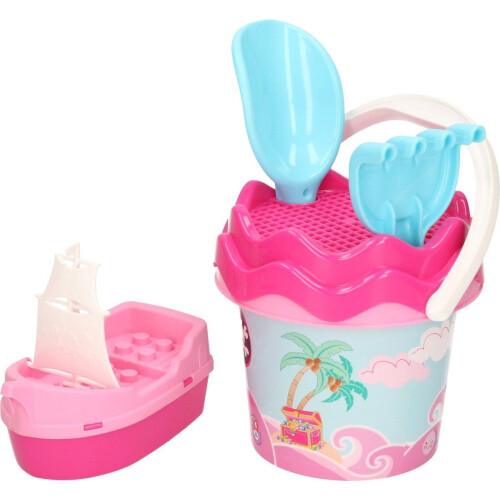 Roze piraten strandemmer/zandbak speelset voor kinderen - Piraat - Emmer - Schep - Hark - Boot - Zandbakspeeltjes - Zandspeelset - Strandspeelgoed voor jongens/meisjes Tweedehands