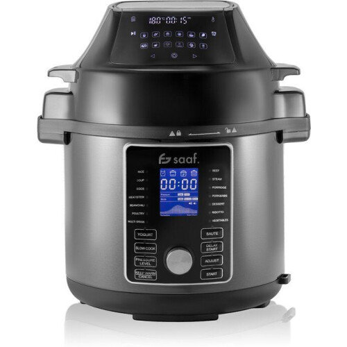 Saaf Multicooker - 5.8L - Airfryer Slowcooker Rijstkoker Stomer Snelkookpan - Zwart