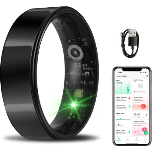 Saaf Smart Ring - Activity Tracker - Slaapanalyse en Gezondheidsmonitoring - Zwart - Maat 12