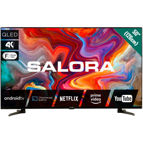 Salora 50QLEDTV - Ultra HD TV - 50"- Google Android 9.0 - Zwart Tweedehands