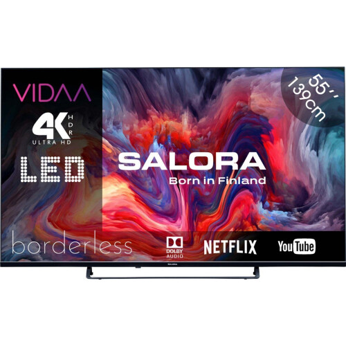 Salora FOD55UV - 4K TV - 55 inch tv - Smart TV - Borderless - Smart tv 55 inch - Zwart