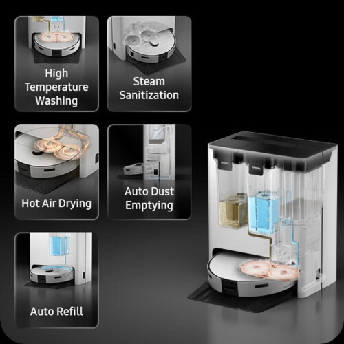 Samsung Bespoke Jet Bot Combo Steam VR7MD96514G - Robotstofzuiger - Dweilfunctie AI Floor Detect - Zwart