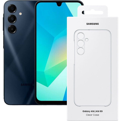 Samsung Galaxy A16 4G (LTE) - 128GB - Drievoudige camera - Zwart + Clear Case