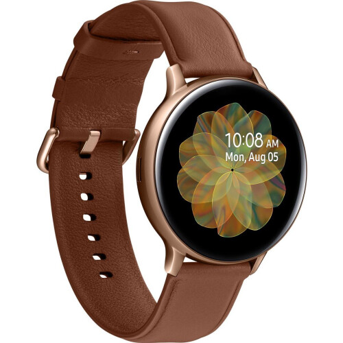 Samsung Galaxy Watch Active2 - Smartwatch - Roestvrijstalen behuizing en lederen band - Goud Tweedehands