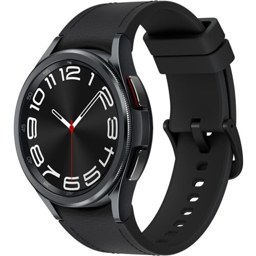 Samsung Galaxy Watch6 Classic 43 mm roestvrij staal kast black op leren bandje S/M graphite - wifi + 4G