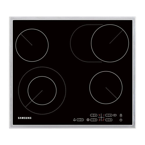 Samsung NZ64F5RD9ABEF - Keramische kookplaat - 7200 W - Zwart/Roestvrijstaal