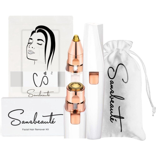 Sansbeauté 2 in 1 - Wenkbrauw Trimmer - Pijnloze Gezichtsontharing - White Edition