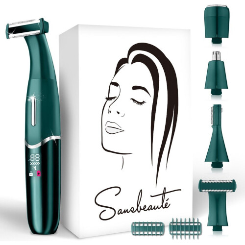 Sansbeauté® 4-in-1 Bikinitrimmer - Gezicht - Oksels - Benen - Bikinilijn - Waterproof - Classic Green