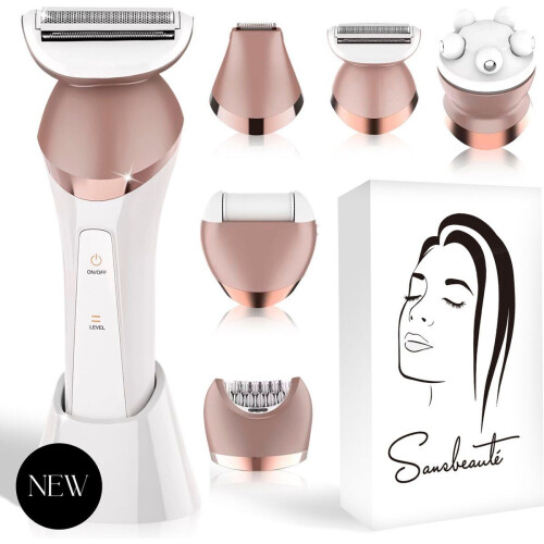 Sansbeauté® 6-in-1 Ladyshaver - Scheerapparaat Vrouw - Epilator Trimmer Gezicht Oksels Benen Bikinilijn - USB Oplaadbaar