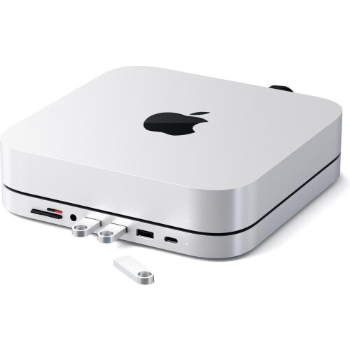 Satechi Aluminum Mac Mini - Standaard&Hub - USB-C 3x USB-A Micro/SD - Zilver