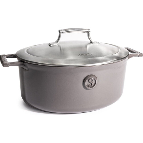 Saveur Voyage - Braadpan Ø30 cm - Ovaal Gietijzer PFAS-vrij Geschikt voor Inductie & Oven Grijs Tweedehands