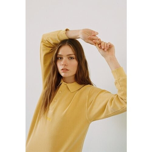 SAYE mannen vegan Sweatshirt Polo Mosterd Tweedehands