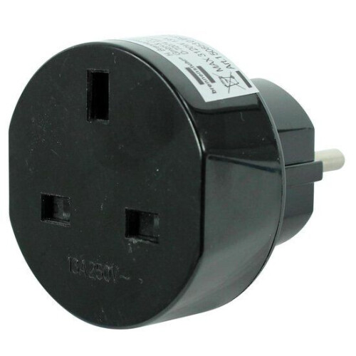 Scanpart reisstekker - Adapter geaard - Engeland naar Europa - Zwart Tweedehands