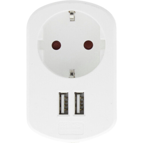 Scanpart stekker - Doorvoerstekker met 2 USB A poorten - Wit Tweedehands