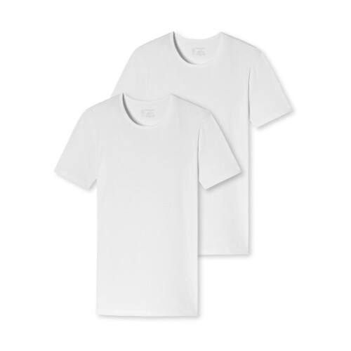 Schiesser 95/5 - Heren Shirt 1/2 - Ronde hals - Wit (2 stuks) Tweedehands