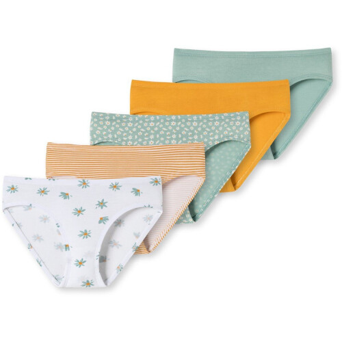 Schiesser 95/5 Organic - Meisjes Onderbroek - 5-pack met bloemen en strepen - Multicolour (5 stuks) Tweedehands
