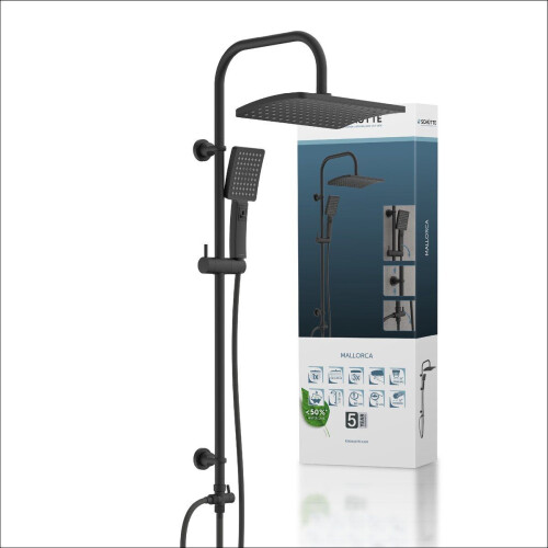 SCHÜTTE Mallorca - Douchesysteem - Regendouche 32 x 20 cm - Handdouche 3 functies - mat zwart Tweedehands