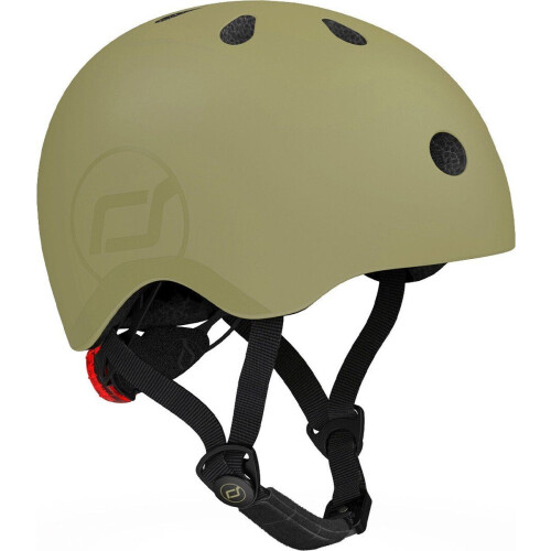 Scoot & Ride - Helm - S 51-55 cm - LED achterlicht - magnetische sluiting - Olive Tweedehands