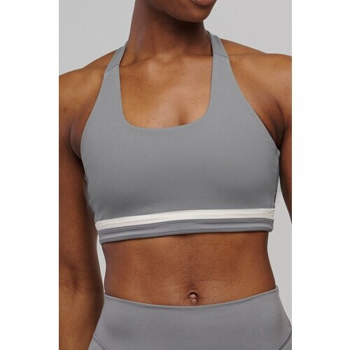 SEAAV dames vegan Sportbeha Butterfly Storm Grey Satin Linen Tweedehands