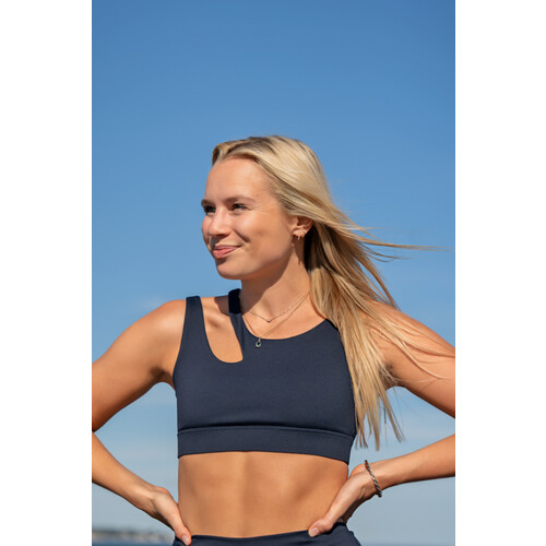 SEAAV dames vegan Sportbeha Cut Out Middernachtblauw Tweedehands