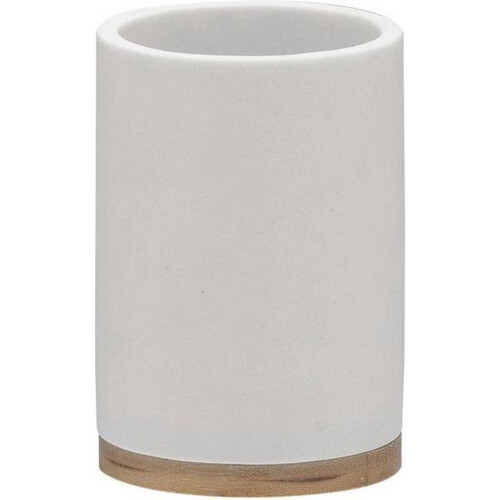 Sealskin Grace - Tandenborstelbeker vrijstaand - Bamboe accenten - Wit Tweedehands