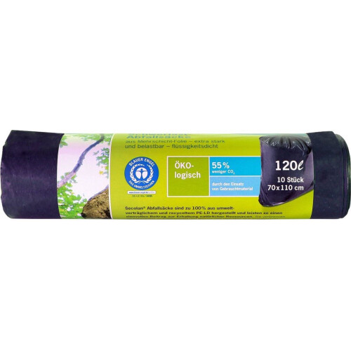 Inapa Secolan - Vuilniszakken 120 l - 100% gerecycled materiaal - Grijs/zwart (10 stuks) Tweedehands