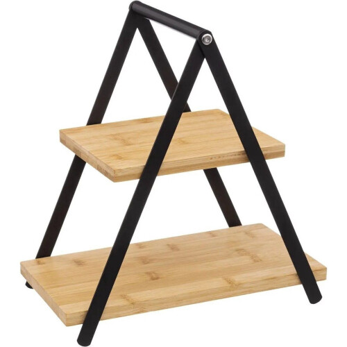 Secret de Gourmet Etagere/dienblad - 2-laags - Bamboe - Zwart/beige Tweedehands