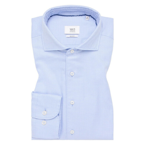 Seidensticker Group - SLIM FIT Shirt - light blue structured - Maat 38 Tweedehands