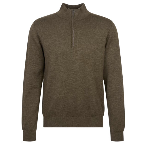 Seidensticker Quarter Zip Strickpullover - Regular Fit - 100% Katoen - Olive - 3XL Tweedehands