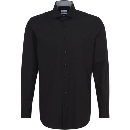 Seidensticker Shirt-dress ml 5 - Lange mouw - Katoen - Zwart (1 stuk)