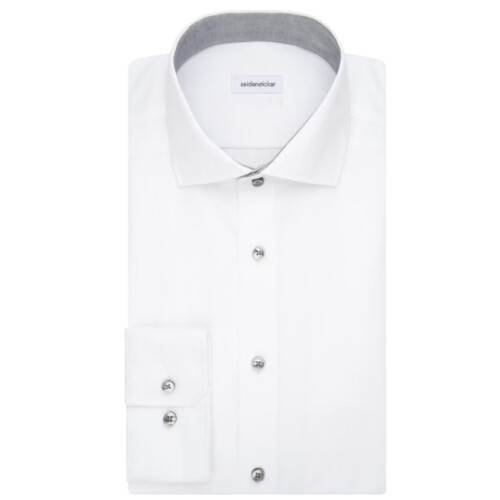 Seidensticker Spread Kent Business Shirt - Heren - Regular of Slim Fit - Wit-665 - Maat 38 Tweedehands