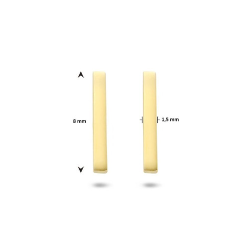 Selected Jewels 14K Gouden Bar Oorbellen - Dames Oorknoppen 8.5 mm - Glanzend Goud