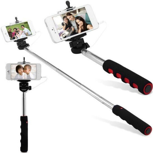 Selfie Stick - Uitschuifbaar tot 107 cm - Geschikt voor Samsung/iPhone/HTC - Groen&Zwart