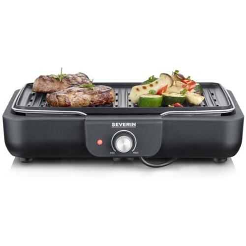 Severin PG 8556 - Elektrische Tafel BBQ Grill - 2300 W - Geribbelde Grillplaat - Zwart RVS Tweedehands