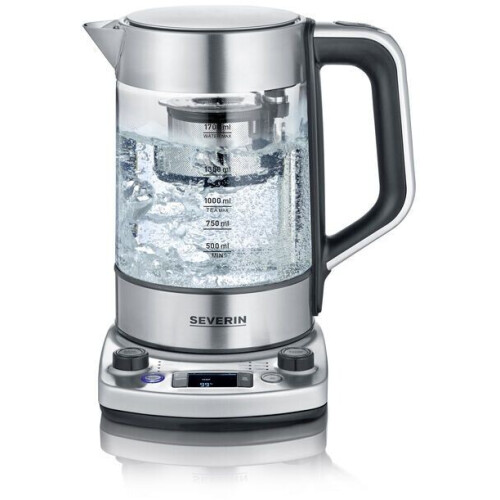 Severin WK 3422 - Glazen Waterkoker - Auto-Lift functie 1,7L - Aluminium RVS