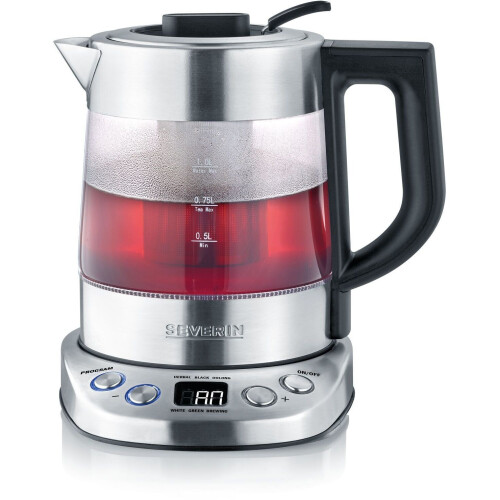 Severin WK 3473 - Waterkoker - 1L - 2200W - 5 theezet-functies - Aluminium RVS Tweedehands