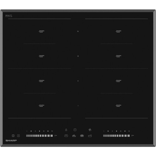 Sharp KH6I46CS00EU - Inductie kookplaat - 8-kookzones - Full flex zones - Zwart
