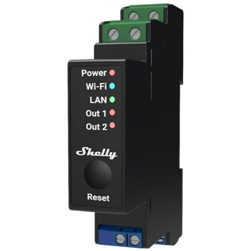 Shelly Pro 2 PM - 2-kanaals relaismodule - WiFi LAN Bluetooth - Zwart Tweedehands