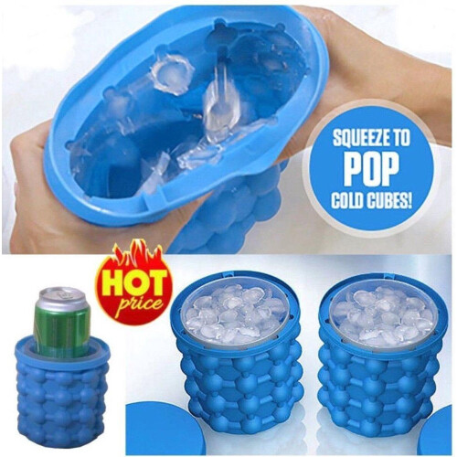 SHOP-STORY Ice Cube Maker - IJsemmer 2 in 1 - Silicone - Blauw Tweedehands