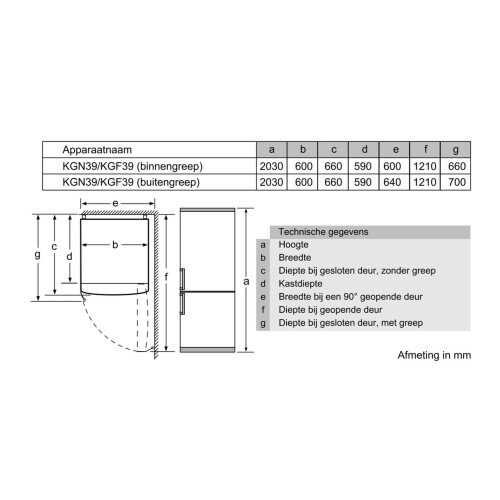 Siemens KG39N7XEB - Koel-vriescombinatie - NoFrost HyperFresh-laden - Wit