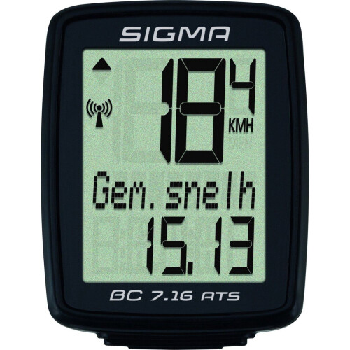 Sigma BC 7.16 ATS - Draadloze Fietscomputer - Groot Display - Zwart