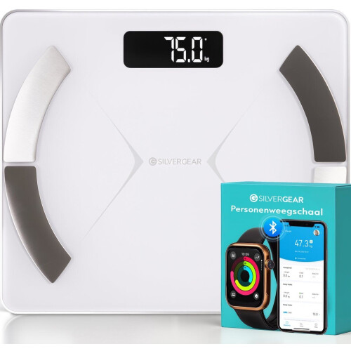 Silvergear Weegschaal - Slimme Personenweegschaal met Lichaamsanalyse 14x - Wit