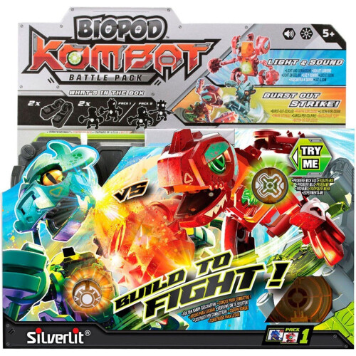 Silverlit Biopod Kombat - Duo Set met LED licht- en geluidseffecten - Rood en Blauw (2 stuks)