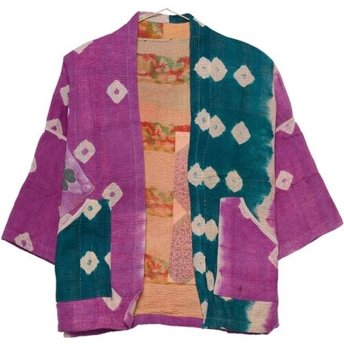 Sissel Edelbo dames vegan Vest Jasje Tyler Kantha Blauw & Roze Tweedehands