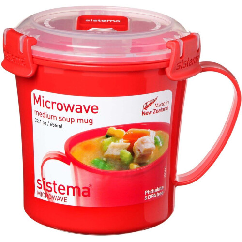 Sistema Microwave - Soepbeker magnetron - 656ml met stoomklep - Rood