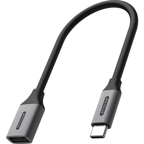 Sitecom AD-1011 - USB A naar USB type-C Kabel - 15cm - Grijs Zwart