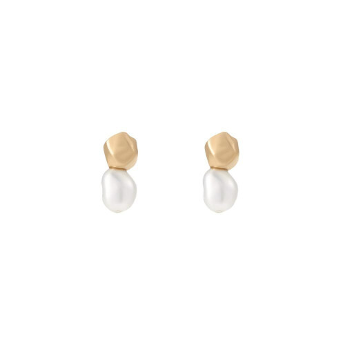 Skagen AGNETHE PEARL - Oorbellen - Zoetwaterparel goudkleurig Tweedehands