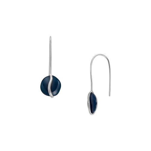 Skagen SKJ1812040 - Dames Oorbellen - Doortrekoorbellen van blauw zeeglas - Zilverkleurig Tweedehands