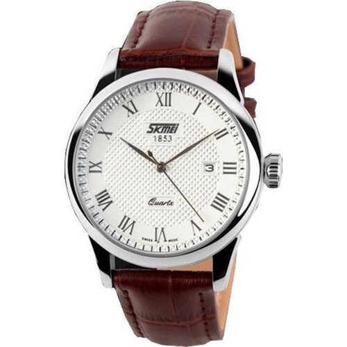 SKMEI Herenhorloge - Polshorloge - Lederen band - 41 mm - Bruin